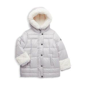 NEW Michael Kors Kids Little Girl Faux Aluminum Fur-Lined Puffer Jacket Coat